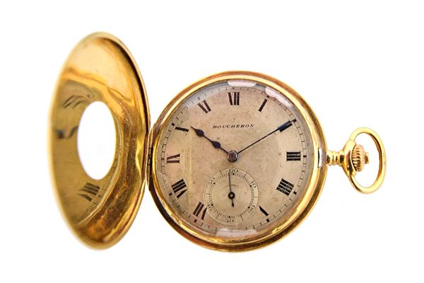 A gentleman's 18ct gold cased, keyless wind, half hunting cased dress watch, with an unsigned jewelled lever movement, 18ct gold inner case, the silve