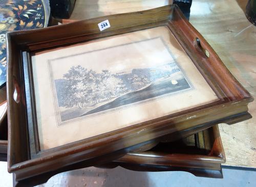 A pair of twin handled gallery trays. (2)