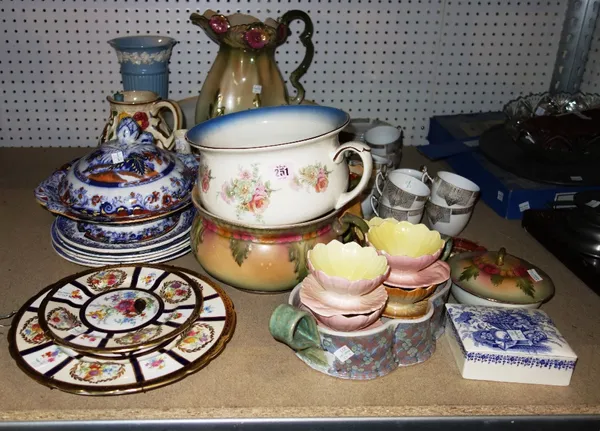 A quantity of ceramics to include; a Czechoslovakian tea set, Victorian wash set, assorted vases and dinner wares. (qty)