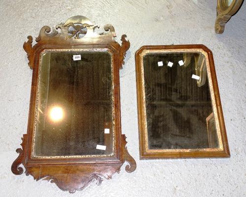 A 19th century mahogany fret cut wall pier mirror and another. (2)