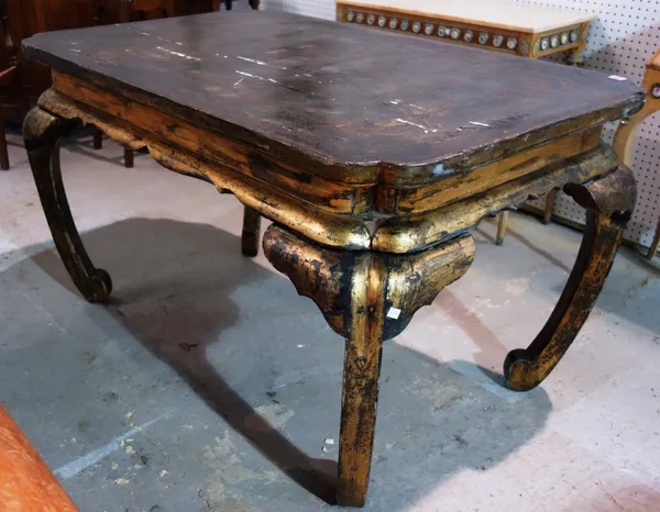 An Oriental gilt and chinoiserie decorated rectangular dining table.