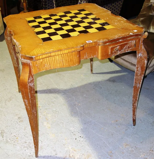 A 20th century satinwood games table.