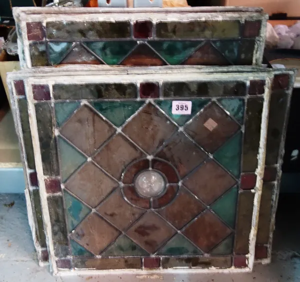 A group of eleven leaded glass window panels (11)