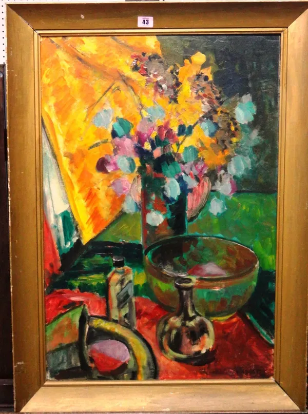 F. Bagust (20th century), Two still life studies, oil on board, one signed, one signed on reverse, one unframed.(2)