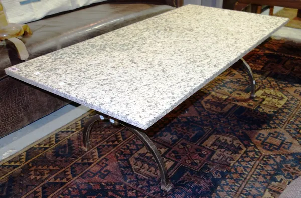 A 20th century granite topped rectangular coffee table with steel base.