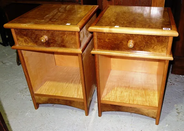 A pair of 20th century walnut bedside cabinets. (2)