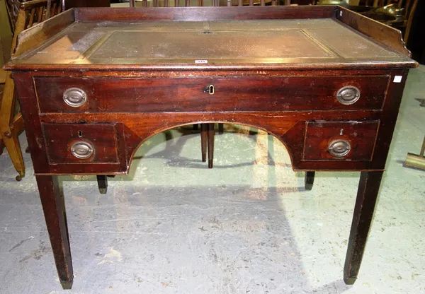 A 19th century mahogany architect's desk, with leather top, adjustable writing surface and three quarter galleried back.