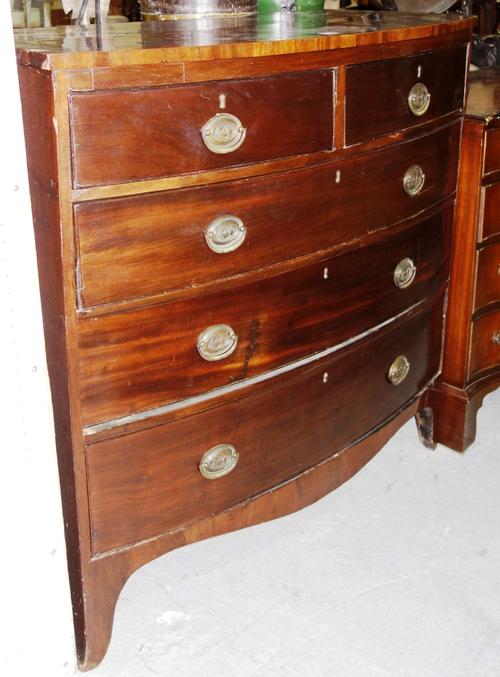 A 19th century mahogany bowfront chest of two short and three long drawers.