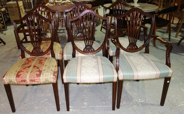 A set of six mahogany dining chairs with carved pierced splats. (6)