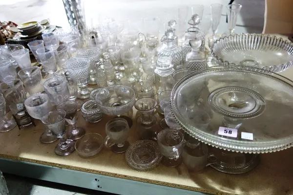 A large quantity of 19th century glass wares, mainly stemware, together with moulded glass tazzas, decanters and stoppers, and sundry. (qty)