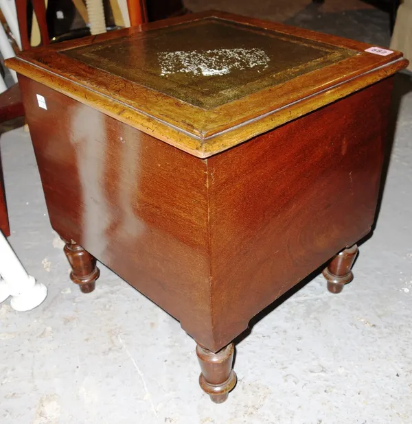 A small 19th century walnut commode and a stool. (2)