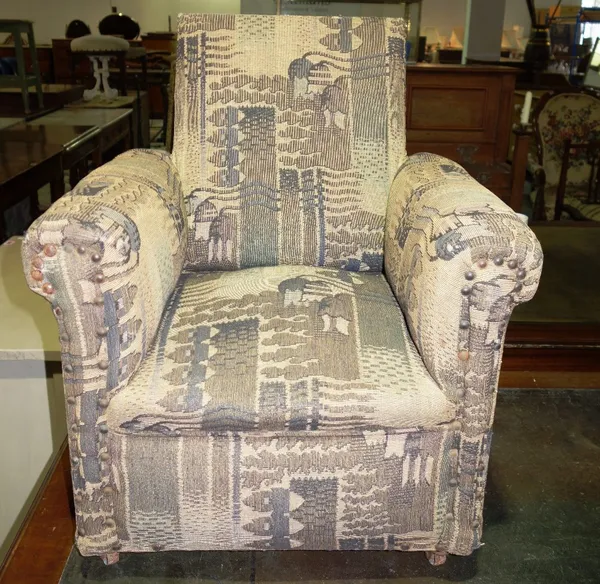 A child's upholstered armchair.