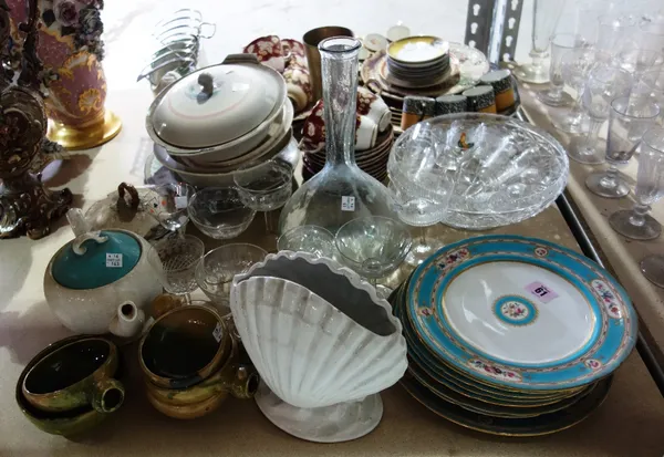 A large quantity of ceramics including Mintons cabinet plates, sundry dinner and tea wares and a group of drinking glasses. (qty)