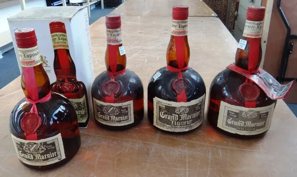 Seven bottles of Cognac, comprising; two Hine, two Courvoisier, one Hennessy, one Remy Martin, and a Dorville VSOP, together with a St Remy Napoleon b