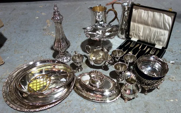 A quantity of silver-plate including jugs, plates, bowls and sundry. (qty)