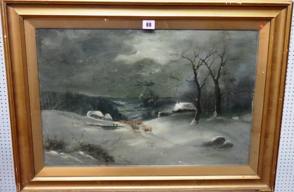 Joel Owen (1892-1931), Winter Landscape, oil on canvas, signed and dated 1915; together with a further oil of Highland cattle watering signed D. McGre