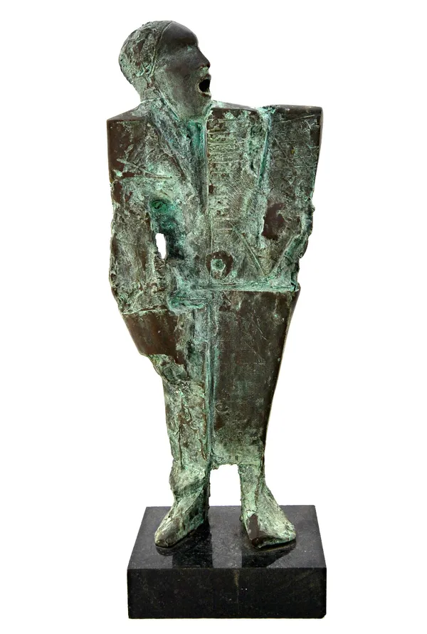 Vezhdi Rashidov, 'Man', a bronze figural sculpture, circa 1950, mounted on a polished marble plinth, 58cm high.   IllustratedFootnote:  Mr Rashidov is