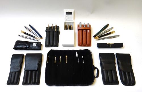 A quantity of modern fountain pens and pen sets, including; Watermans, Faber Castell, Parker, Cross and others. (qty)