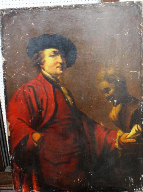 After Sir Joshua Reynolds, Self portrait, oil on paper laid on panel, unframed.