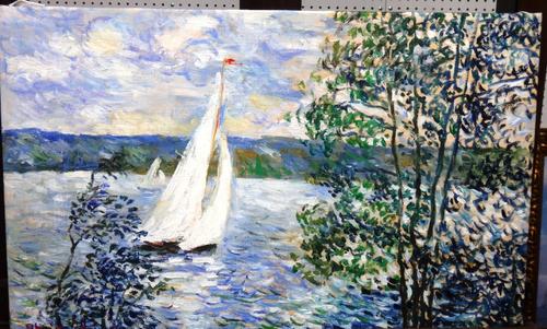 Patrick Marie (b.1951), Voilier, oil on canvas, signed and dated '98, unframed.