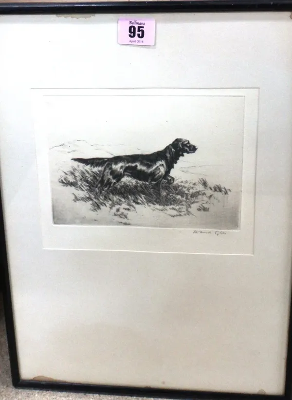 David Gibb (early 20th century), Setter, etching, signed in pencil.