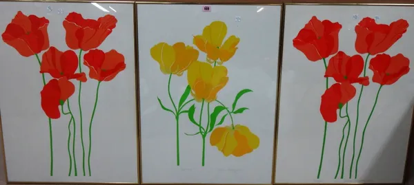Danver Napo**** (late 20th century), Buttercups I; Poppies I, a group of three colour screenprints.(3)