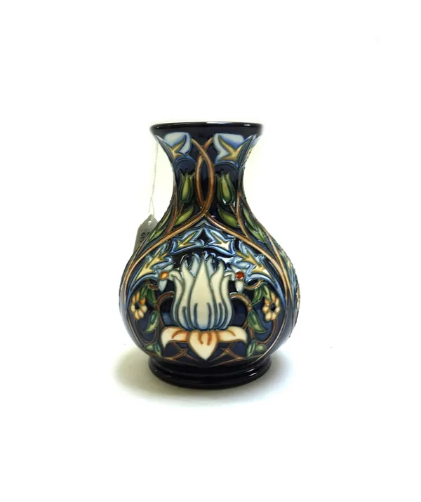 A Moorcroft 'Tribute to William Morris' vase by Rachel Bishop, circa 2004, with printed and painted marks,  15cm high, boxed.