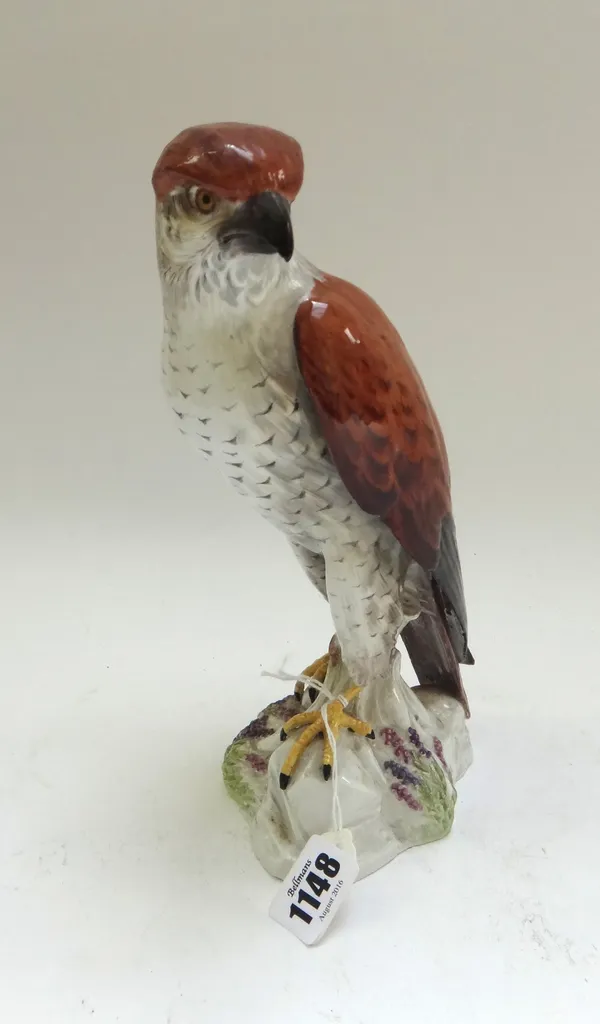 Nine Spode porcelain models of wild birds, 20th century, including; a kingfisher, a hoopoo, a woodcock, a kestrel, a jay, a woodpecker, a Continental
