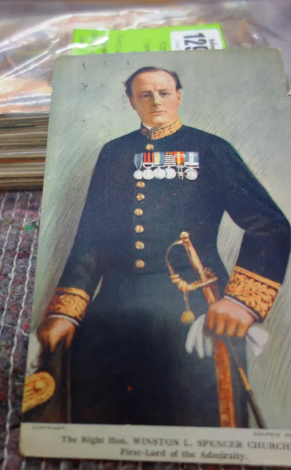 POSTCARDS - a miscellany of Military & WW1 (including Churchill as First Lord of the Admiralty); with some Sentimental & Greetings;  approx. 70.