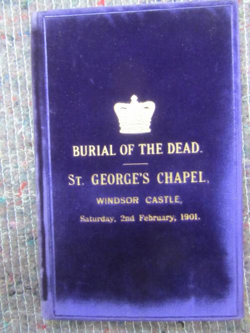 QUEEN VICTORIA - Funeral of Her late Majesty Queen Victoria, 2nd February, 1901. St. George's Chapel, Windsor Castle.  gilt lettered purple velvet, si