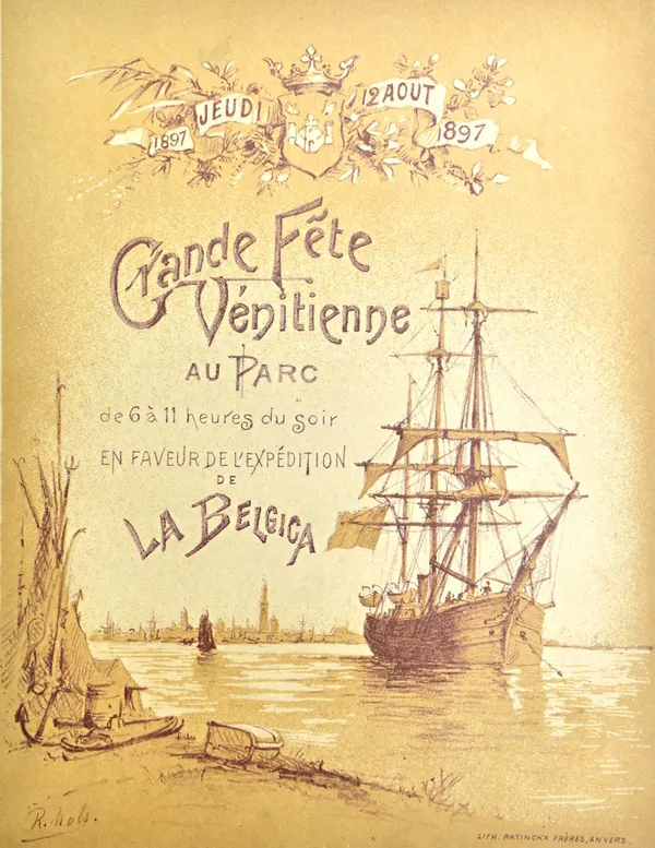 ANTARCTICA  - Grande Fete Venitienne Au Parc  . . .  en faveur de L'Expedition de La Begica. folded sheet, 3pp. (including pictorial lithograph cover)