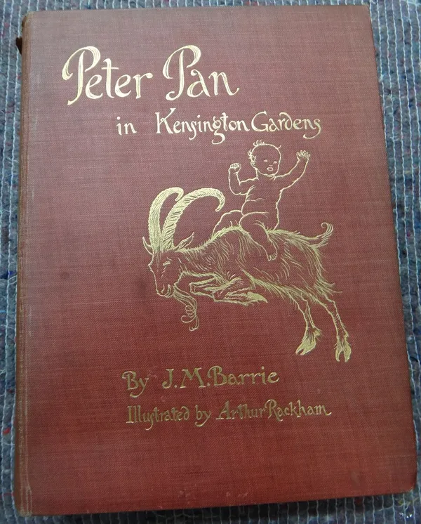 RACKHAM (A.), illustrator.  Peter Pan in Kensington Gardens, by J.M. Barrie.  First Trade Edition.  50 coloured & mounted plates (with captioned guard