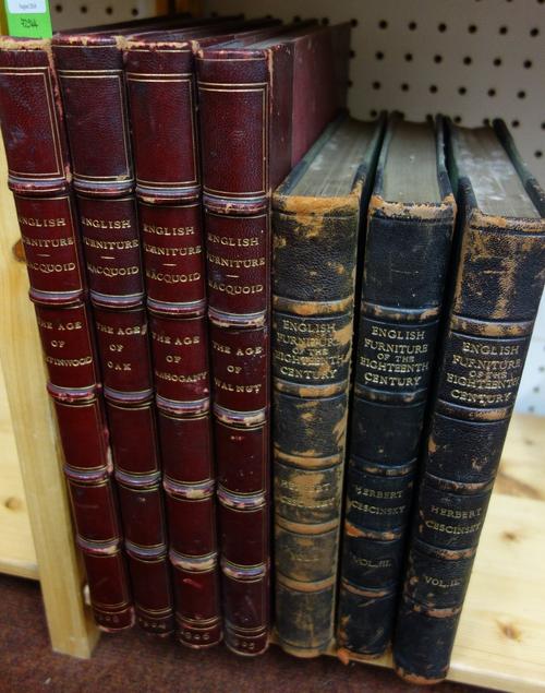 MACQUOID (P.)  A History of English Furniture  . . .   4vols. coloured plates & other illus., half morocco & cloth, roy. 4to. 1904-08;  CESINSKY (H.)