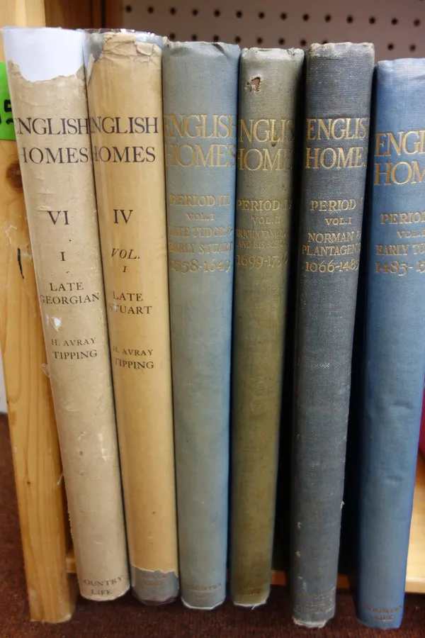 TIPPING (H.A.)  English Homes, 6 various vols., illus. throughout; gilt cloth, folio. 1921-