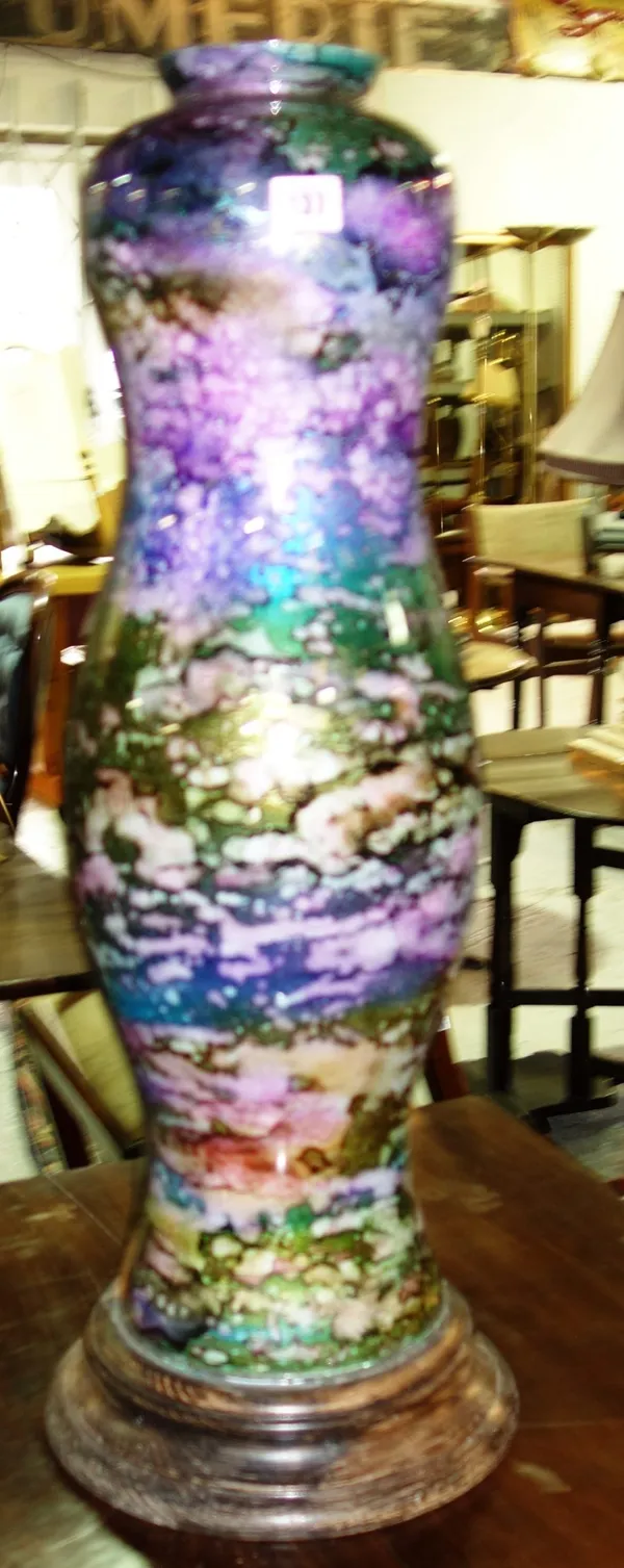 A large 20th century multicoloured glass vase, 68cm.