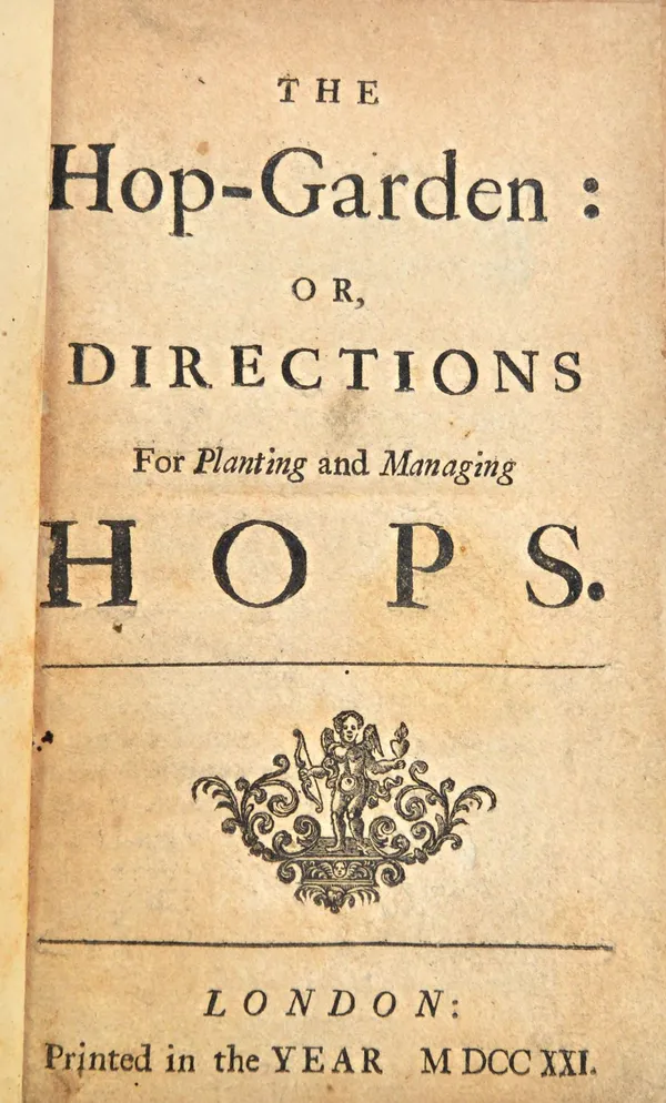 [HOPS]  The Hop-Garden: or, Directions for Planting and Managing Hops.  title device, head & tailpiece decoration, 15pp.; old boards, sm. crown 8vo. p