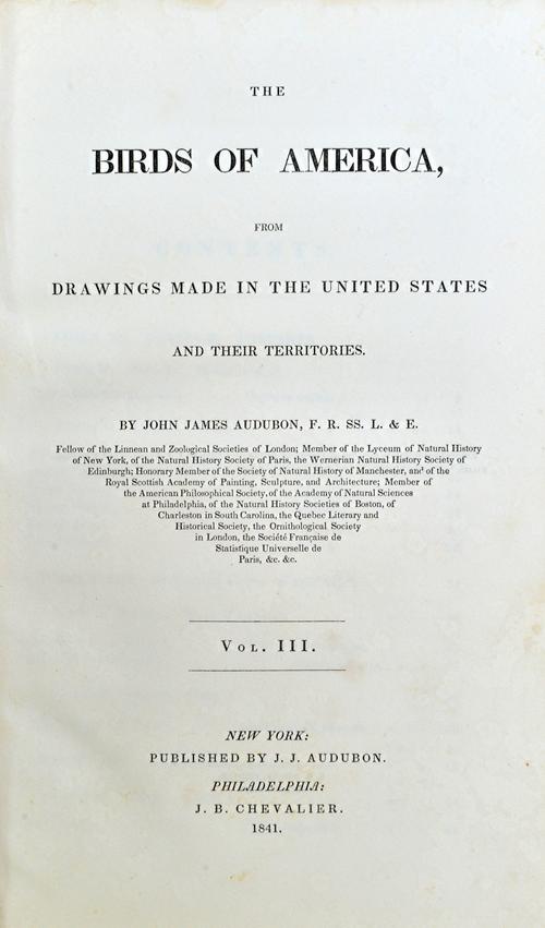 AUDUBON (J.J.)  The Birds of America, from drawings made in the United States and their territories.  First American Edition, vols. ii & iii only (ex