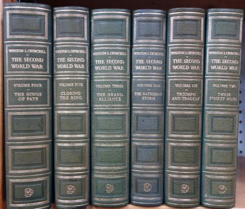 CHURCHILL (W.S.)  The Second World War. "Chartwell Edition", 6 vols. coloured frontispcs., num. photo. plates, folded maps & text illus.; publisher's