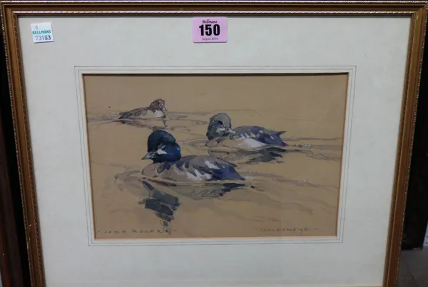 John Rogers (20th century), Goldeneye ducks, watercolour, signed and inscribed.