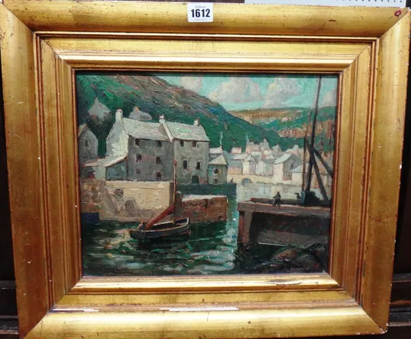 Henry Samuel Merritt (fl.1908-1948), Harbour scene, oil on canvas, signed, 28cm x 36cm.