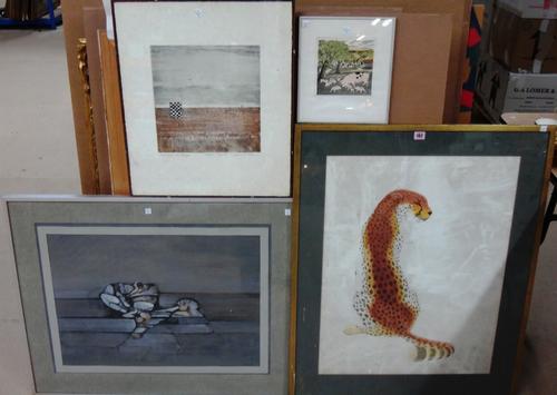A group of four modern prints and etchings.(4)