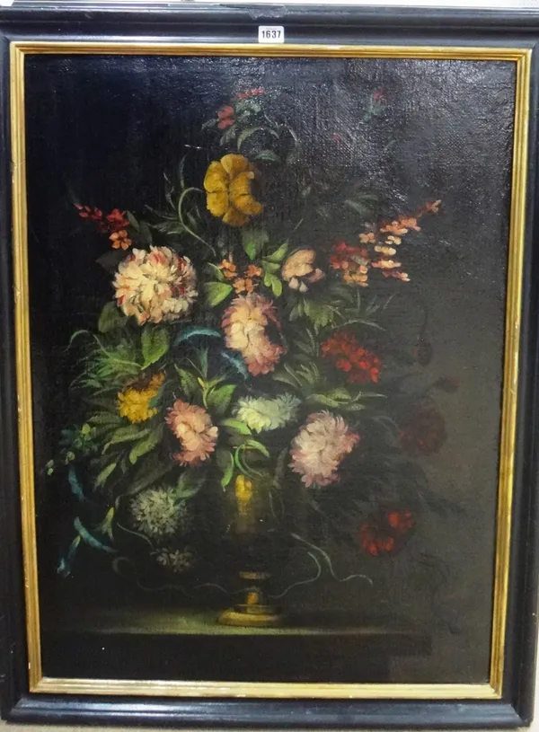 Continental School (19th century), Floral still lives, a pair, oil on canvas, each 86cm x 63cm.(2)