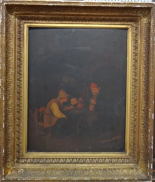 Dutch School (18th/19th century), Peasants in an interior, oil on panel, 44cm x 34cm.