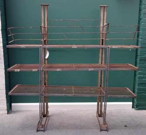 An Art Deco French chrome and steel three tier baker's/patisserie stand, 200cm wide.
