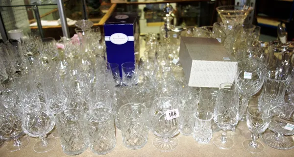 A large quantity of mainly 20th century cut glass including ... Doulton and sundry, together with a small group of ceramics.