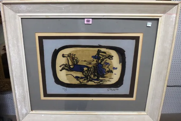 After Georges Braque (1882-1963), Horse and figure, colour print