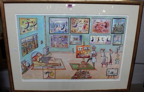 Guillermo Silva (1921-2007), El Pintory Sullodelo, colour print, signed, inscribed and numbered 17/350.