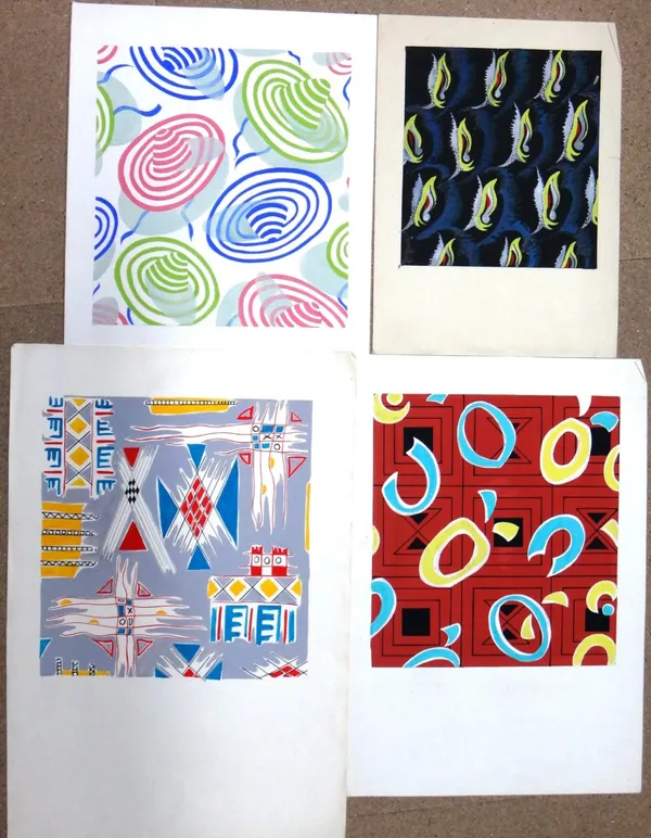 Vernon & Wray (20th century), A  group of four wallpaper designs, gouache, unframed.(4)