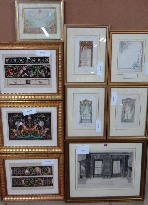 A group of nine prints and engravings on interior decorative schemes.(9)