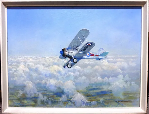Allen Shufflebotham (20th century), Aircraft in the clouds, oil on canvas, signed and dated '77.